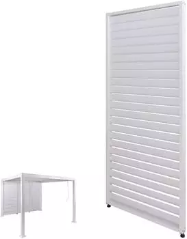 MCW Lamellenwand f&uuml;r Pergola P65, Aluminium, 90x220cm, wei&szlig; (MCW-P65)