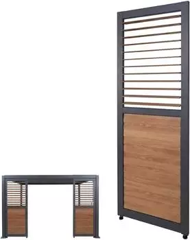 MCW Lamellenwand f&uuml;r Pergola P65, Aluminium 220x68cm, Holzoptik anthrazit (MCW-P65)