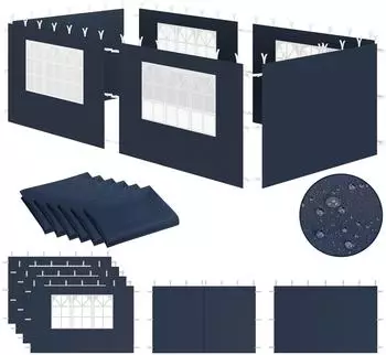 Zelsius Pavillon-Seitenteile 3x6m mit Fenster, 6-teilig, blau, UV30