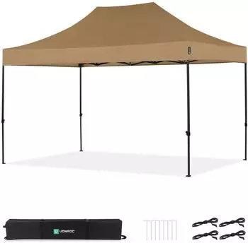 VONROC Faltpavillon 3x4,5m EasyUp wasserdicht UV50+ beige (PT502XX_BEIGE)
