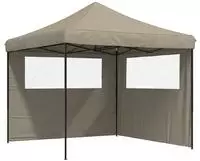 vidaXL Partyzelt Faltbar Pop-Up mit 2 Seitenteilen Taupe