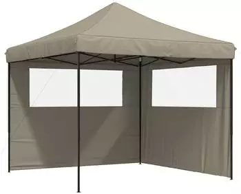 vidaXL Faltbares Pop-Up Partyzelt mit 2 Seitenteilen, taupe (4004923)
