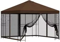vidaXL Garten Pavillon mit Seitenw&auml;nden 3 x 3 m Braun