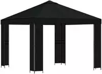 vidaXL Pavillon 3 x 3 m Schwarz Polyester und Stahl 190 gsm
