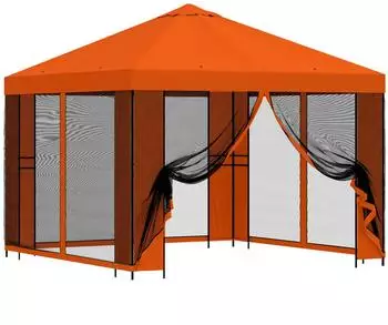 vidaXL Gartenpavillon mit Seitenw&auml;nden 3x3m, orange