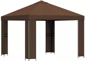 vidaXL Pavillon 3x3m braun, Polyester/Stahl, 190gsm (900360)