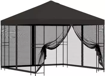 vidaXL Garten-Pavillon mit Seitenw&auml;nden 3x3m anthrazit (900339)