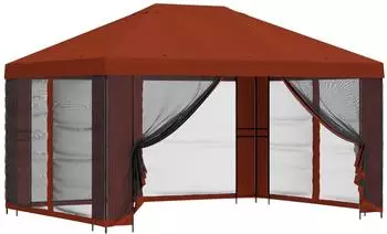 vidaXL Pavillon mit Seitenw&auml;nden 4x3m terrakotta (900388)