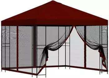 vidaXL Garten-Pavillon mit Seitenw&auml;nden 3x3m bordeauxrot (900347)