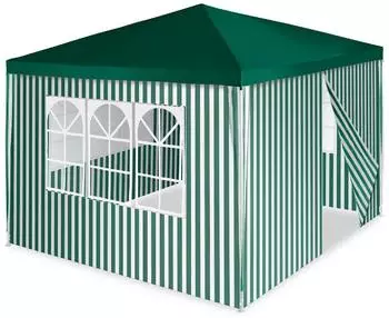VCM Pavillon 3x3m PE-Plane 110g/m² grün mit 4 Seitenteilen