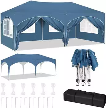 Woltu Faltpavillon 3x6m mit Seitenteilen, wasserdicht, blau (W0UETT0061)