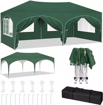 Woltu Faltpavillon 3x6m mit Seitenteilen, wasserdicht, grün (W0UETT0062)