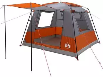 vidaXL Kuppelzelt 10 Personen, grau/orange (42017450)