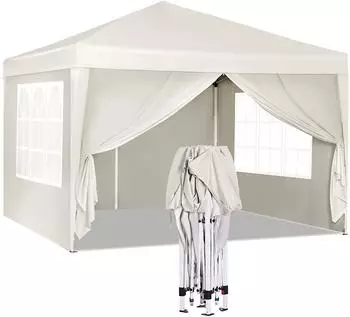 Woltu Faltpavillon Pop-Up 3x3m, beige, wasserdicht (PVL0001be)
