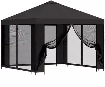 vidaXL Gartenpavillon mit Seitenwänden 3x3m, anthrazit