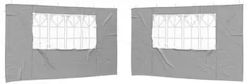 vidaXL Partyzelt-Seitenteil 2 Stk. 400x195cm hellgrau PE und Stahl (42033029)