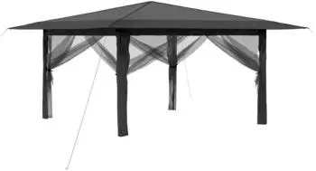 vidaXL Pavillon mit 4 Seitenw&auml;nden 4x4m, hellgrau/anthrazit (42036822)