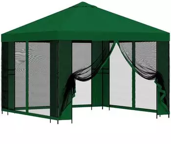 vidaXL Gartenpavillon mit Seitenw&auml;nden 3x3m, gr&uuml;n (900365)