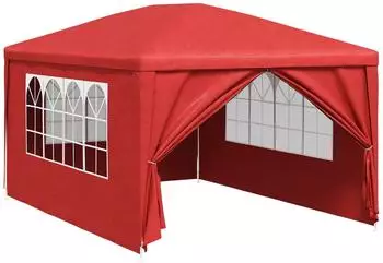 vidaXL Partyzelt mit Wand rot 400x300x255cm PE und Stahl (42032347)