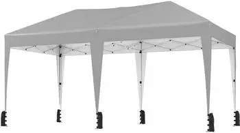 Costway Faltpavillon 3x6m, Pop-up, UV-Schutz 50+, h&ouml;henverstellbar, grau