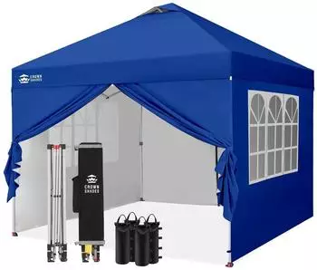 LuxusKollektion Faltpavillon 3x3m Pop-Up wasserdicht, 4 Seitenteile, UV-Schutz 50+, marineblau