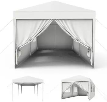 LuxusKollektion Gartenpavillon 3x6m mit Seitenteilen und Fenstern, wasserdicht, UV-Schutz, wei&szlig;