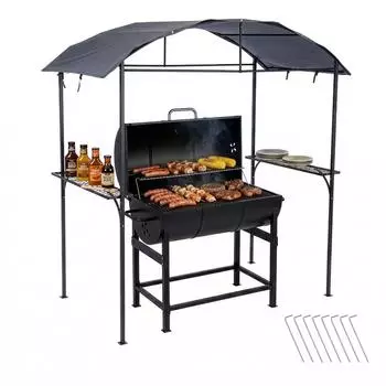 Relaxdays Grill-Pavillon 230x210x116cm, Stahl/Polyester, anthrazit