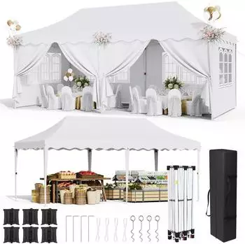 LuxusKollektion Faltpavillon 3x6m wei&szlig;, wasserdicht, UV50+, h&ouml;henverstellbar 290-310cm