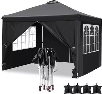 LuxusKollektion Faltpavillon 3x3m schwarz mit 4 Seitenteilen