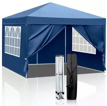 LuxusKollektion Faltpavillon 3x3m, wasserdicht, UV-Schutz 50+, blau, 4 Seitenteile