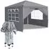 LuxusKollektion Faltpavillon 2,5x2,5m grau, wasserdicht, 4 Seitenteile, UV-Schutz
