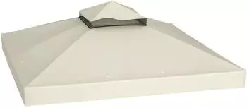 Outsunny Ersatzdach für Pavillon 3x3m, Doppeldach, Oxford-Stoff 370g/m², cremeweiß