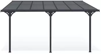 Cazeboo KLEO wall-mounted pergola carport with polycarbonate roof 4,5 x 3 m grey
