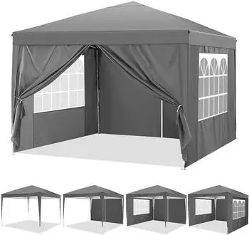 LuxusKollektion Faltpavillon 3x3m hellgrau mit 4 Seitenteilen