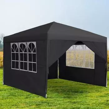 LuxusKollektion Faltpavillon 3x3m anthrazit, wasserdicht, 4 Seitenteile, UV-Schutz