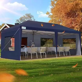 LuxusKollektion Faltpavillon 3x6m wasserdicht mit Seitenw&auml;nden, UV-Schutz 50+, blau