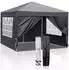 LuxusKollektion Faltpavillon 3x3m, höhenverstellbar, wasserdicht, grau, 4 Seitenteile