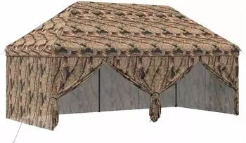 vidaXL Pop-up Pavillon mit 4 Seitenw&auml;nden 3x6m Wald-Tarnfarbe