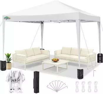 COBIZI Faltpavillon 3x3m wasserdicht, UV-Schutz UPF 50+, wei&szlig;