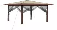 vidaXL Pavillon mit 4 Seitenw&auml;nden 4 x 4 m Creme und Braun