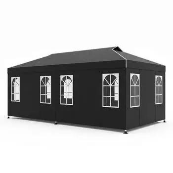Costway Pop-up Pavillon 3x6m, höhenverstellbar, 6 Seitenwände & Fenster (ZB35959PW)