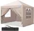 LuxusKollektion Faltpavillon 2x2m mit Seitenwänden, UV-Schutz 50+, beige