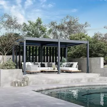 Weide Pergola Sichtschutzwand mit kippbaren Lamellen 2,65m anthrazit (WE-P-V-265-ANT-VTB)