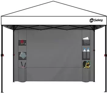 Sekey Pavillon Seitenwand 3x3m wasserdicht winterfest, 1 Fenster 1 T&uuml;r, grau