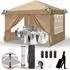 LuxusKollektion Faltpavillon 3x3m, khaki, wasserdicht, UV-Schutz 50+, 4 Seitenteile