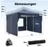 LuxusKollektion Faltpavillon 3x3m wasserdicht mit 3 Seitenwänden, UV-Schutz 50+, blau
