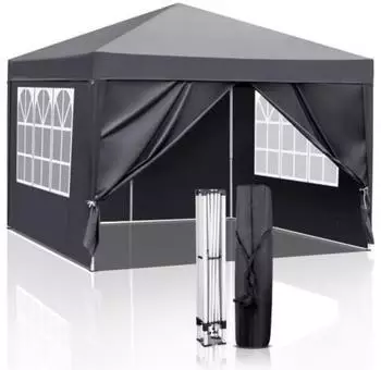 LuxusKollektion Faltpavillon 3x3m dunkelgrau, wasserdicht, UV50+, 4 Seitenteile