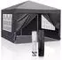 LuxusKollektion Faltpavillon 3x3m dunkelgrau, wasserdicht, UV50+, 4 Seitenteile