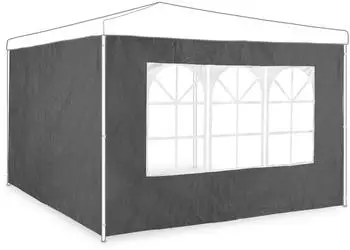 Relaxdays Pavillon Seitenwand 300x300cm, wasserdicht, grau, 2er-Set