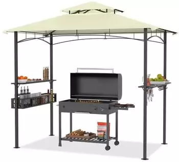 LuxusKollektion Grillpavillon 245x153x250cm wasserdicht, Rauchabzug, UV-Schutz, beige